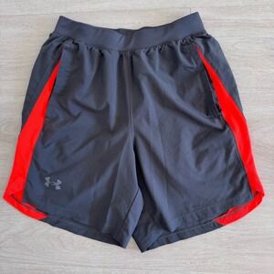 Under Armour Mens HeatGear Shorts Size Small Black Red Liner Cut